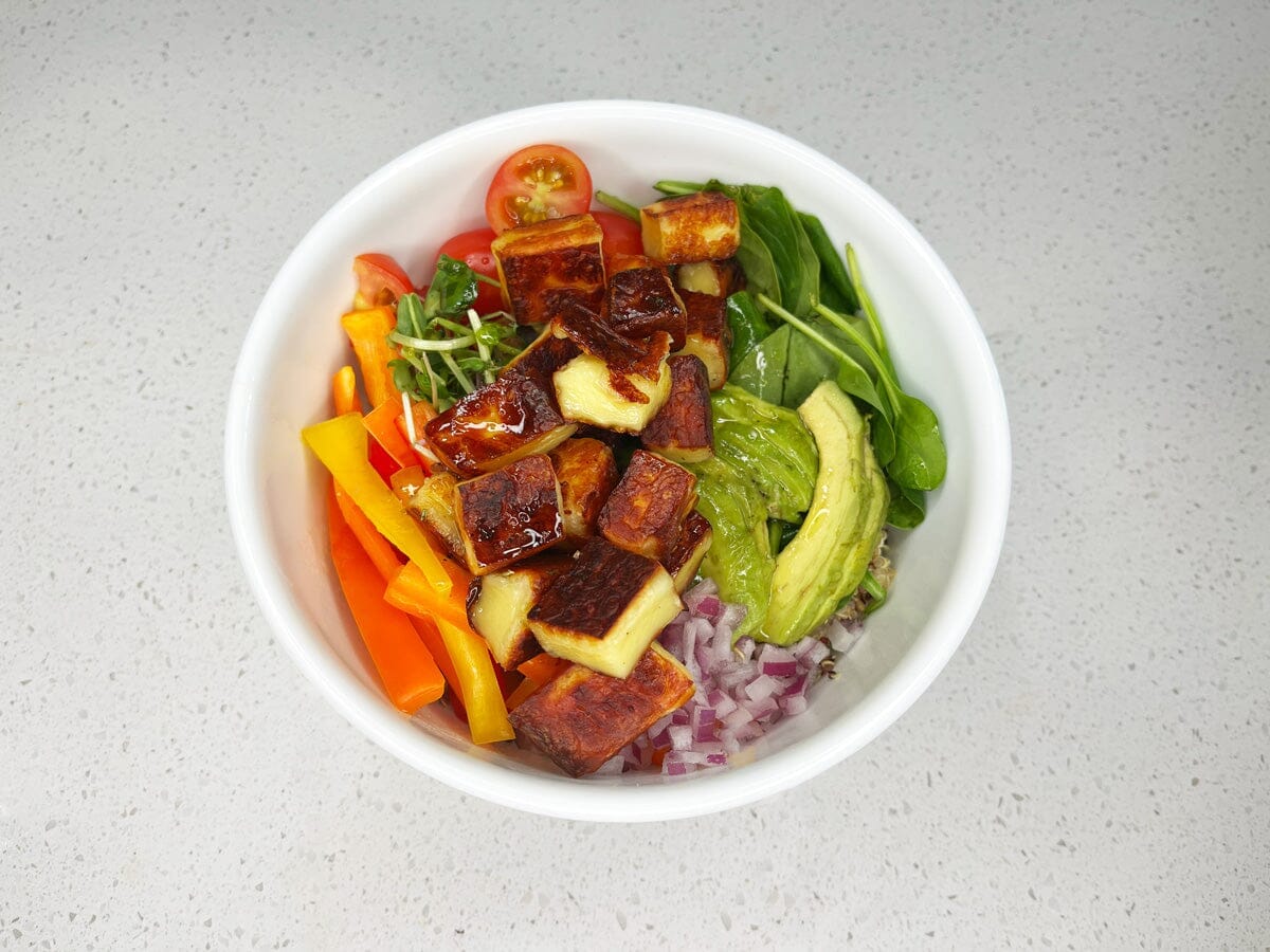 Baked Cheese &amp; Veggie Keto Grain Bowl | The Big Moo Baked Cheese