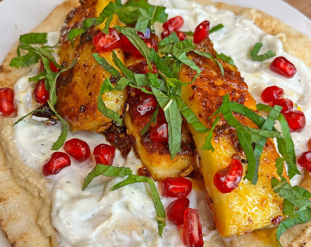 Hot Honey Baked Cheese Pita | The Big Moo Baked Cheese