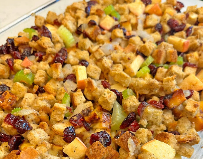 Apple & Cranberry Baked Cheese Stuffing